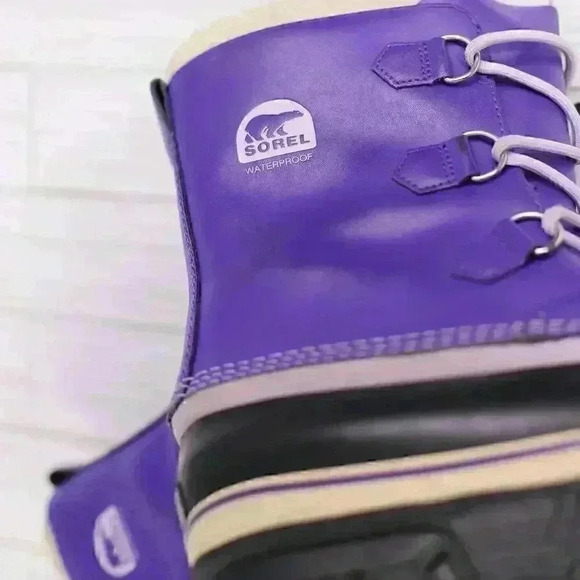 Sorel Boots Womens Purple Yoot Pac Waterproof Snow Winter Size 7 NY1880-512 leat - Picture 10 of 11